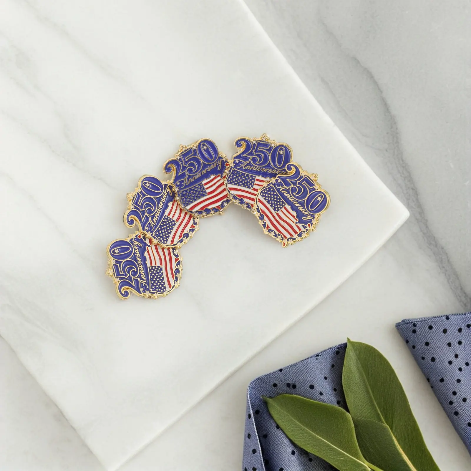 5Pcs Usa 250Th Celebration Flag Pin Waving American Flag Brooch Patriotic Lapel Pin for Hat Bag Lanyard Suit Jacket Memorial