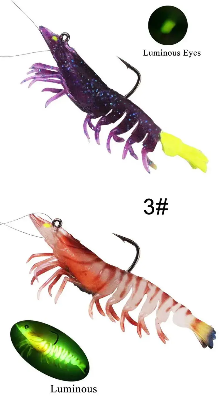 WeiHe 1 Stück 8 cm 8 g 6 Farben künstlicher PVC-Garnelen-weicher Angelköder, leuchtender Köder für Angelaktivitäten – Detail 3