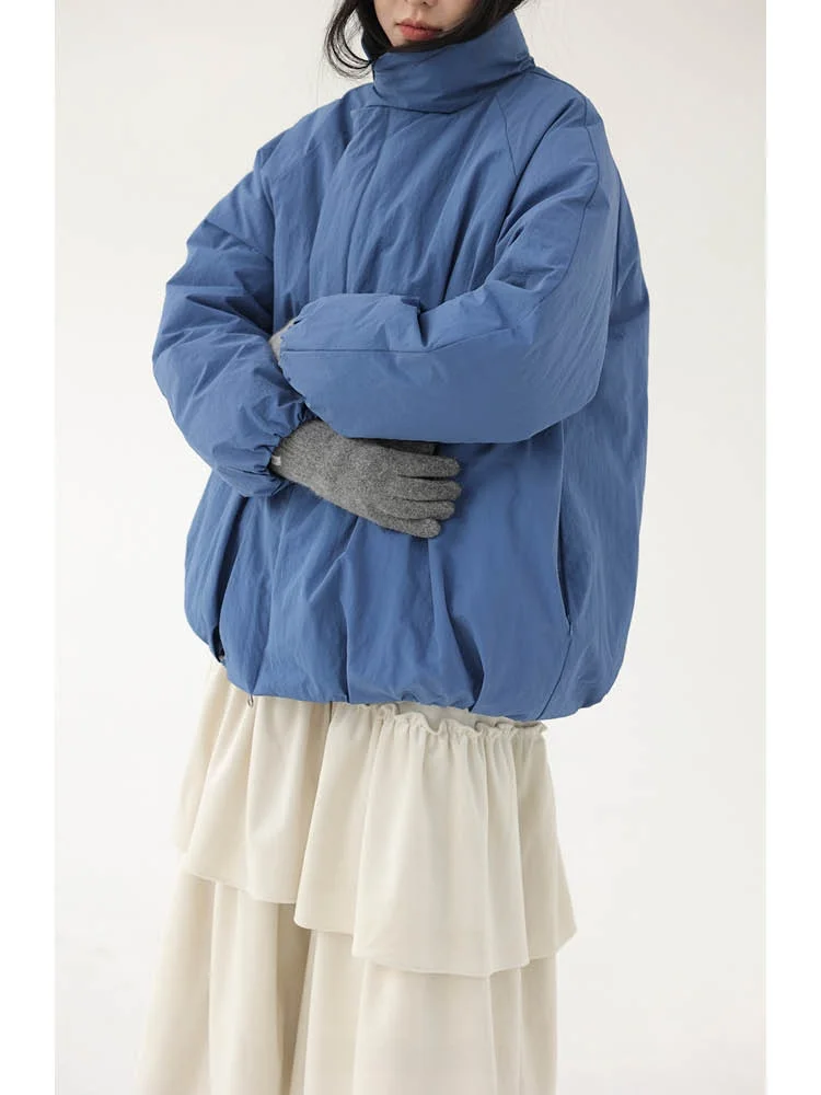 

Slowsteng Iceland Blues Japanese Sle Stand Collar Bud 90 White Du down Warm Blue down Jaet Thiened Winter Coat