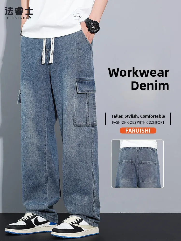 

New 2026 Men's Straight Leg Jeans Loose Fit Casual Long Trousers American Style Spring Fashionable Workwear Comfortable Cotton
