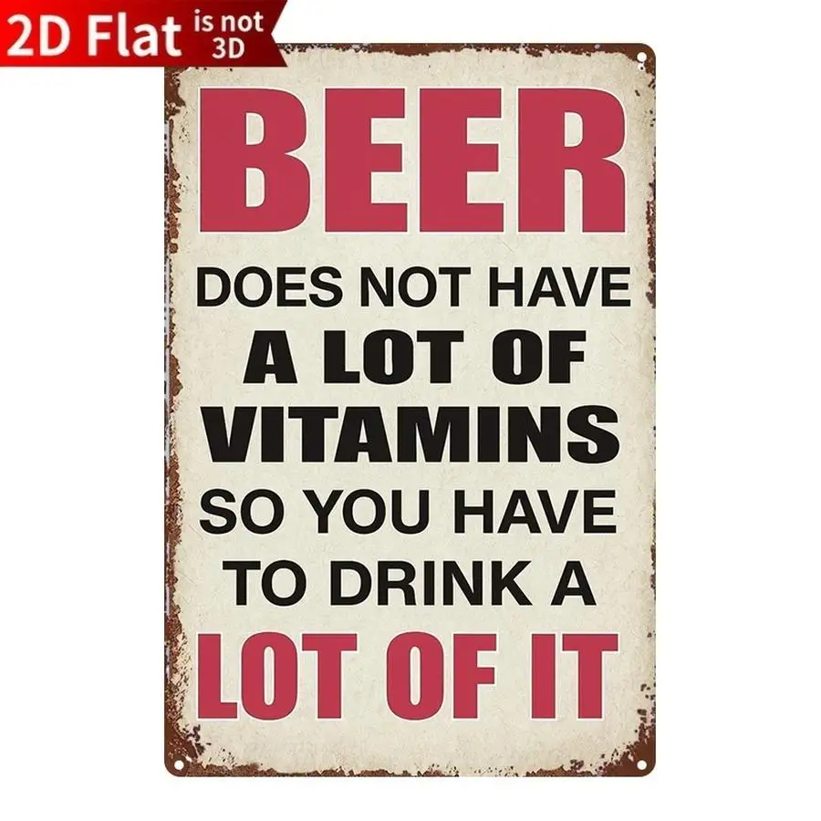 1/5/10/20/50/100pcs 2D Flat, 2D Flat Plane, Metal Sign, Vintage Beer Poster Decorative Painting for Bar and Restaurant Wall Art,