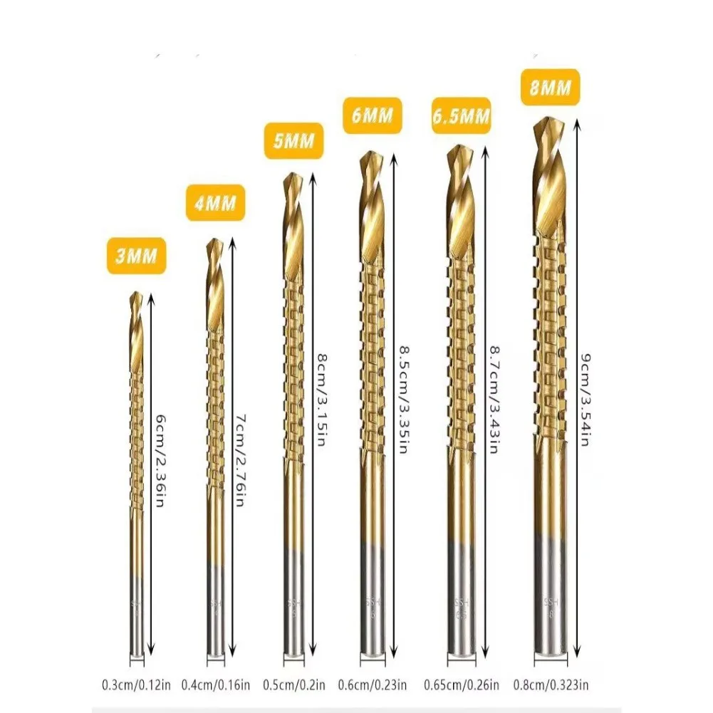 6pcs HSS Coated Drill Bit Set 135 Degree Split Point For Wood Metal Aluminum Plastic Drilling Tools Workshop Kit