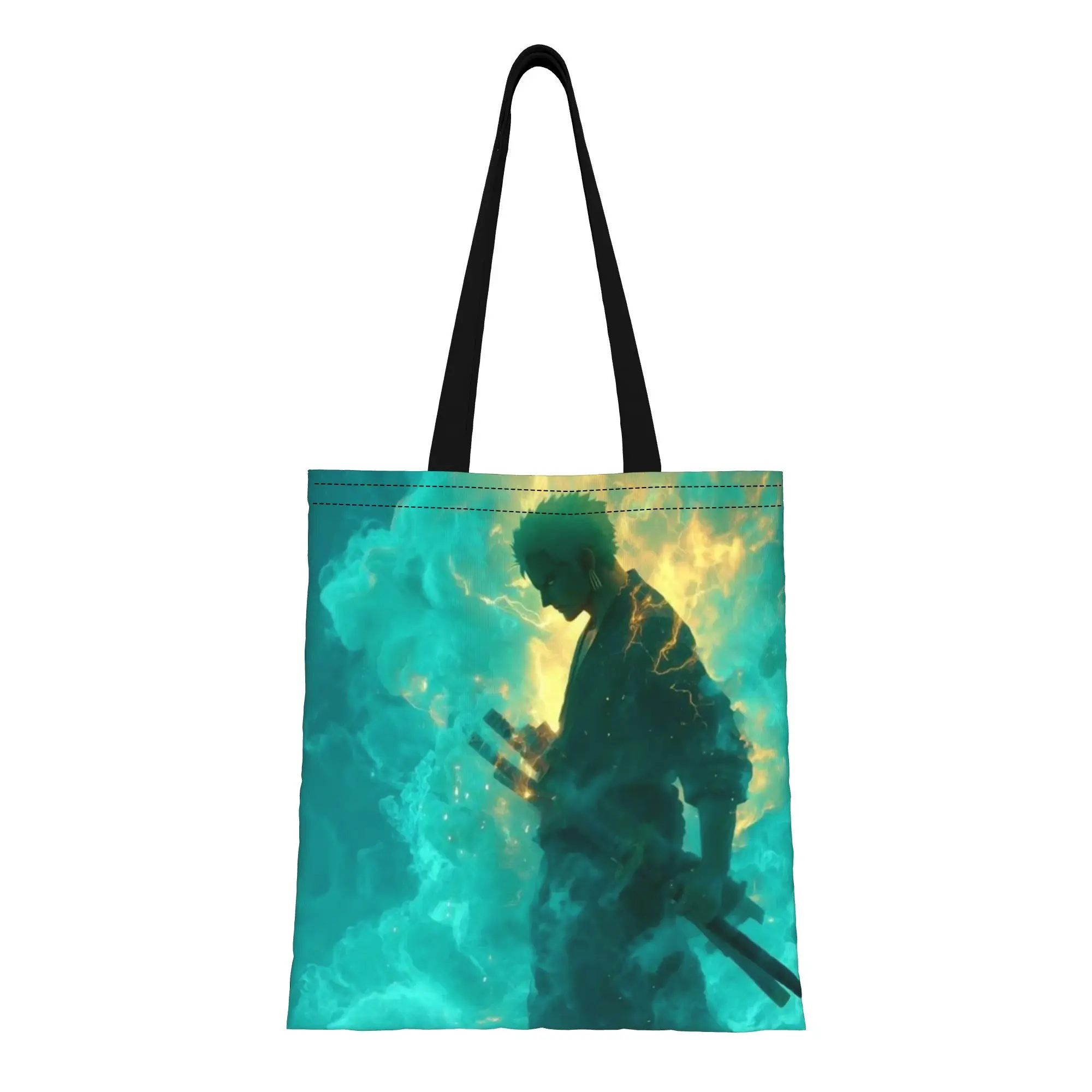 

Back to school season Pirate King Anime One Piece Canvas Tote Bag Perfect for Shopping Women's Top-Handle Bags