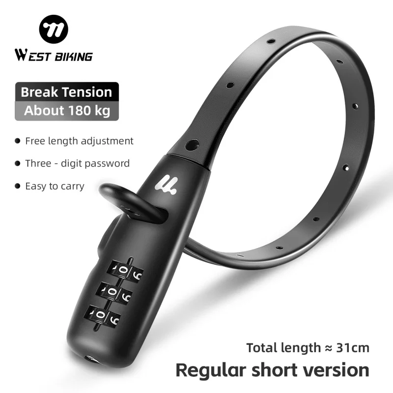 AliExpress West Biking WEST BIKING Bike Password Lock 3 Digit Cable Tie Lock Multipurpose Bicycle Electric Scooter Portable Anti-theft Bike Helmet Lock