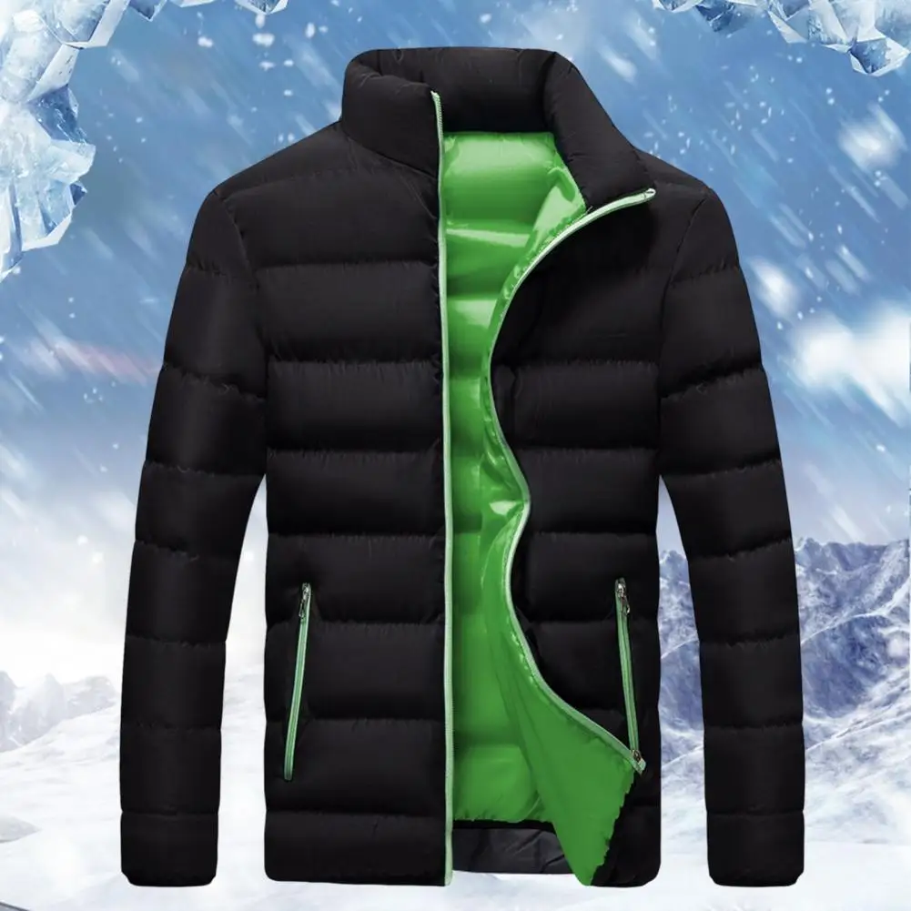 Men Windbreaker Warm Men Jacket Temperament Windproof Popular Pure Color Thicken Windbreaker