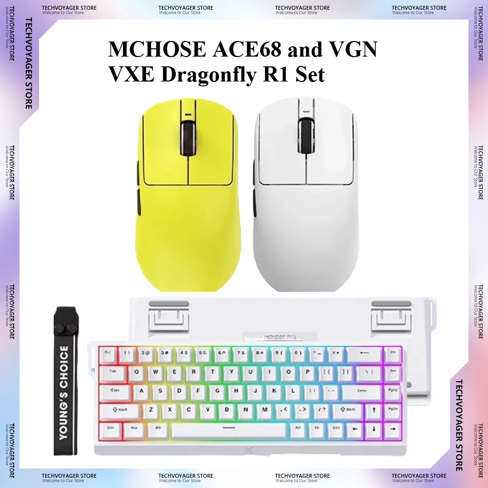

Рекламные продукты MCHOSE ACE68 Магнитный переключатель Механическая клавиатура VGN VXE Dragonfly R1 Набор игровой мыши ПК Подарки для киберспорта