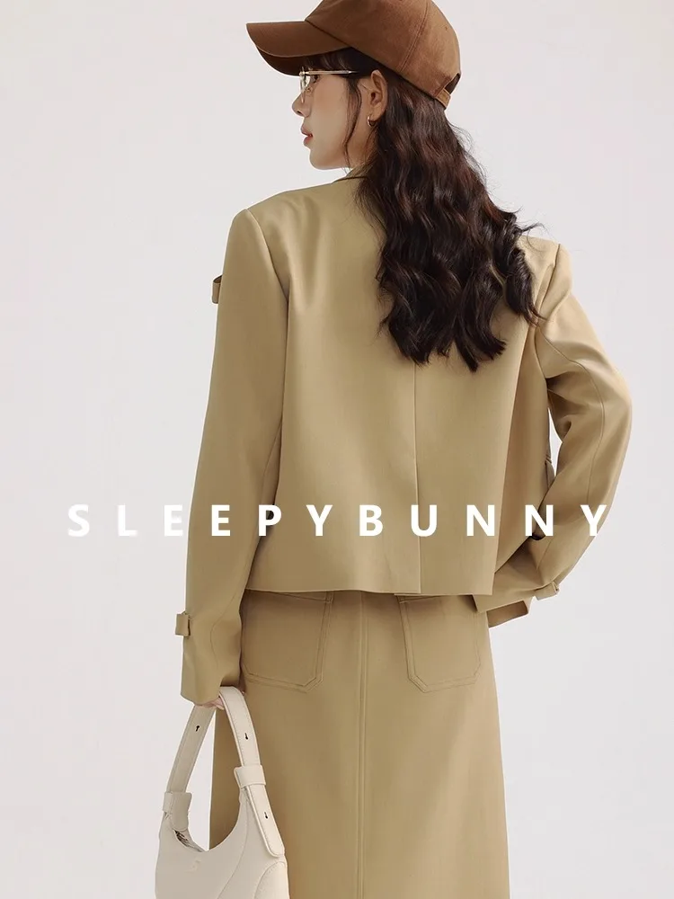 Elegant Bow Blazer Suit for Women Fall Two-Piece Outfit Short Lapel Jacket High-Waist Pants Korean Style Office wear Casual Look