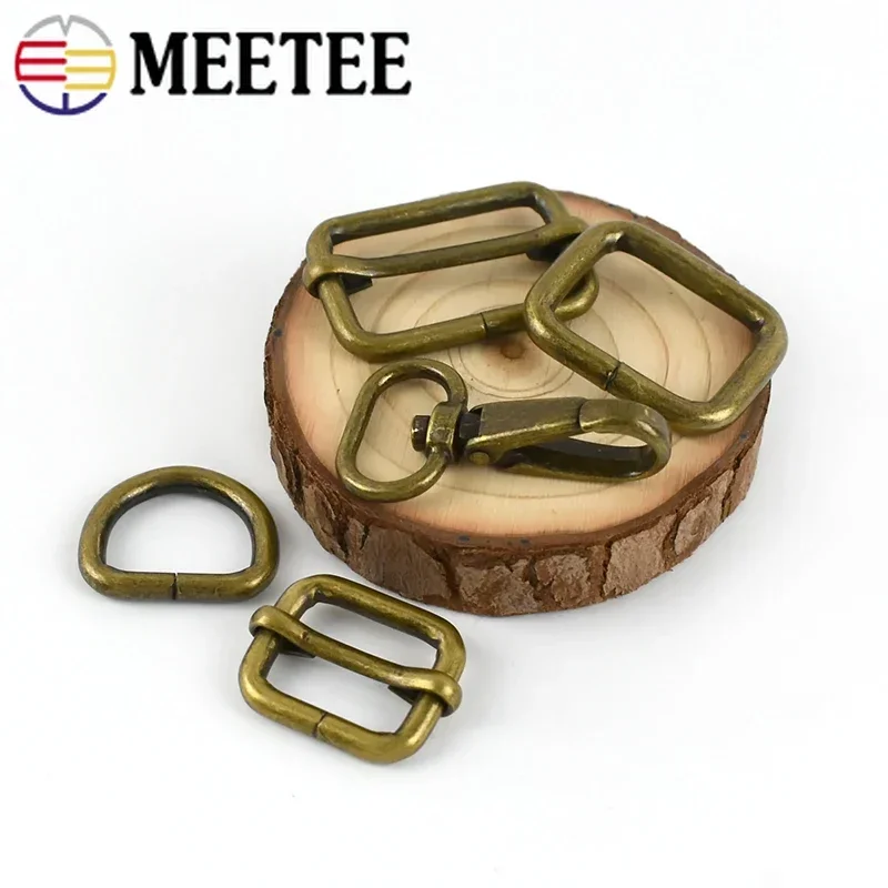 10Pcs 20/25/32/38mm Brass Metal Buckles D Ring Lobster Tri-glide Adjust Clasp Bag Strap Belt Carabiner Hook Sewing Accessories