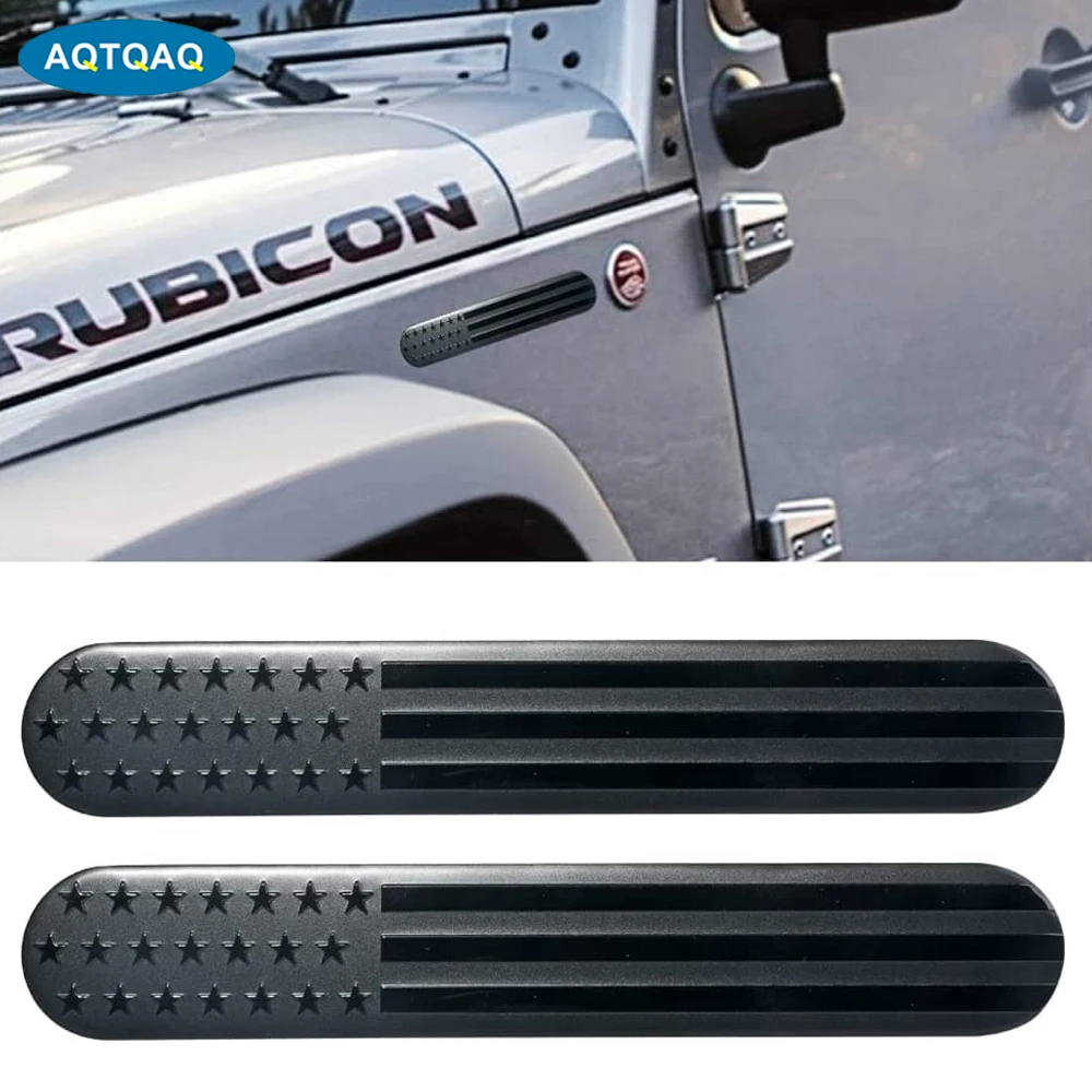 

AQTQAQ 1 Pair USA American Metal Flag Auto Fender Emblem, 3D Metal Adhesive Sport Truck Car Badge Emblem Stickers Universal Cars