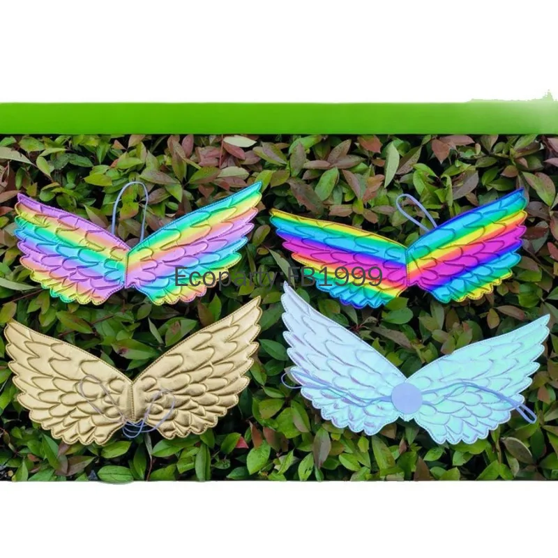 Children Fairy Angel Wings Girls Rainbow Birthday Party Decoration Cosplay Props Kids Halloween Carnival Costume Accessory