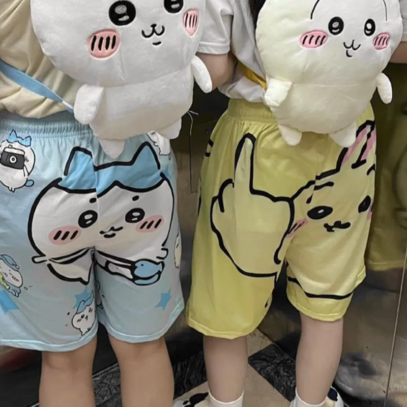 

Kawaii Chiikawa шорты милые Usagi с высокой талией повседневные домашние пижамы студенты мультфильм аниме пляжные штаны одежда для пар подарки для девочек
