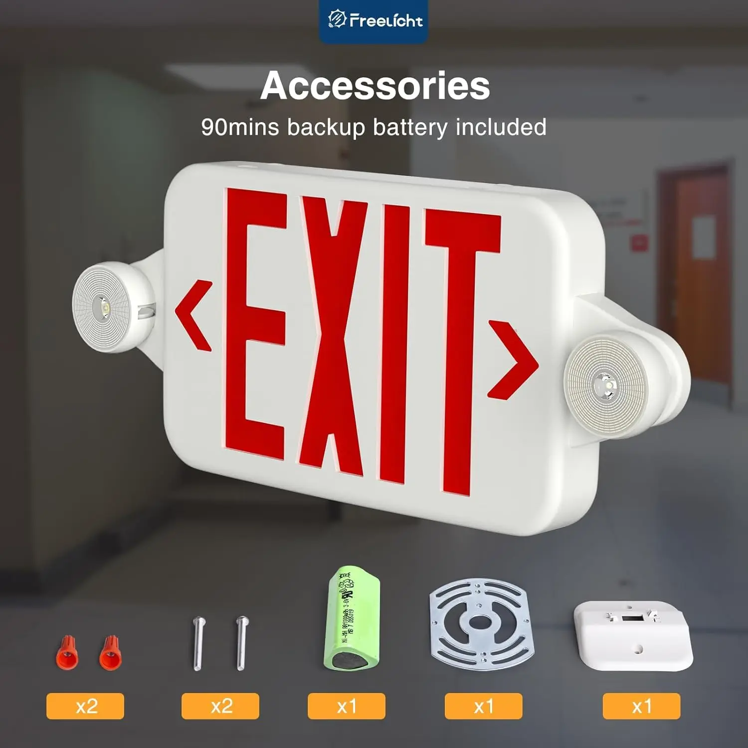 12 Pack Red Led Exit Signs with Emergency Lights Combo Adjustable Two Heads,Battery Backup Exit Light, Hard Wired,UL L