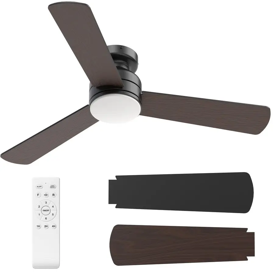 

Fans with Lights, 42 Modern Low Profile Ceiling Fan with Light and Remote Control, 3CCT, 6 Speeds Reversible DC Motor, Noiseless