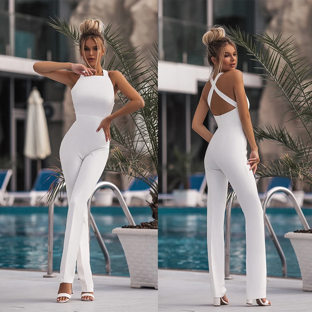 White Simple Prom Dress Jumpsuits Mermaid Evening Gowns Sexy Club Wear Special Occasion Dresses