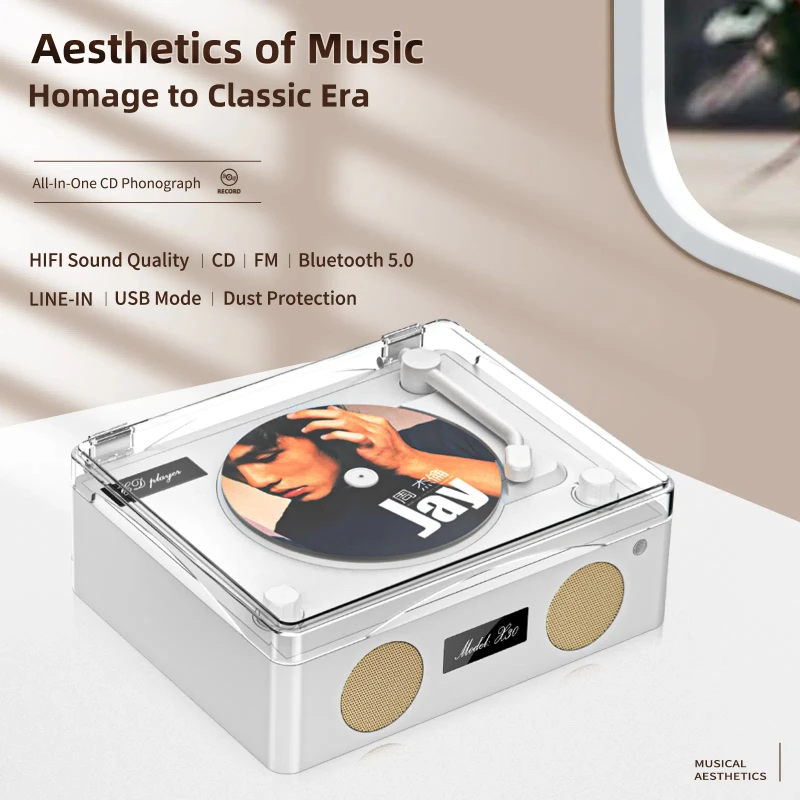 

Retro High Fidelity HI-FI Sound High Quality Quality Stereo Surround Sound CD Album Playback Machine Bluetooth Dual Speakeraudio