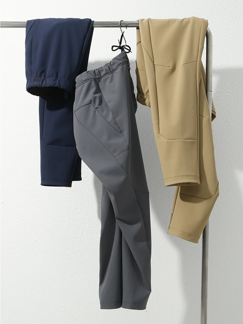 

Outdoor Men's Lightweight Fce Lined Casual Pants Windproof Splasroof Winter Straight Leg Long Trousers Trendy 20690