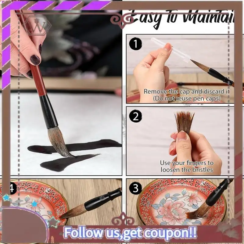 ABBG-48Pc Chinese Calligraphy Brush Set Watercolor Brush Bulk With Roll Bamboo Brush Holder For Writing Suitable For Painting