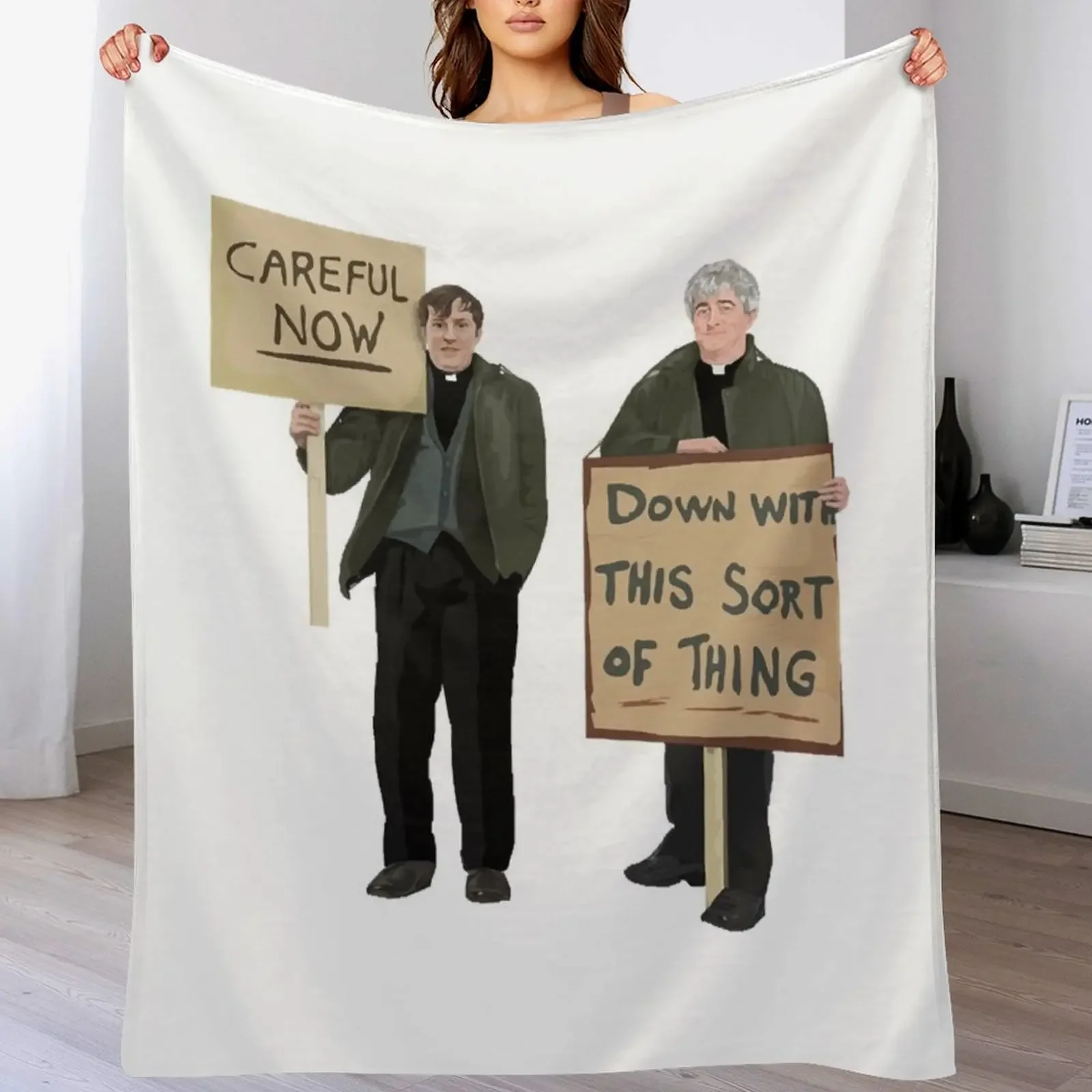 

Down With This Sort Of Thing..careful now! Throw Blanket Soft Comfort Blanket for Reading Watching TV