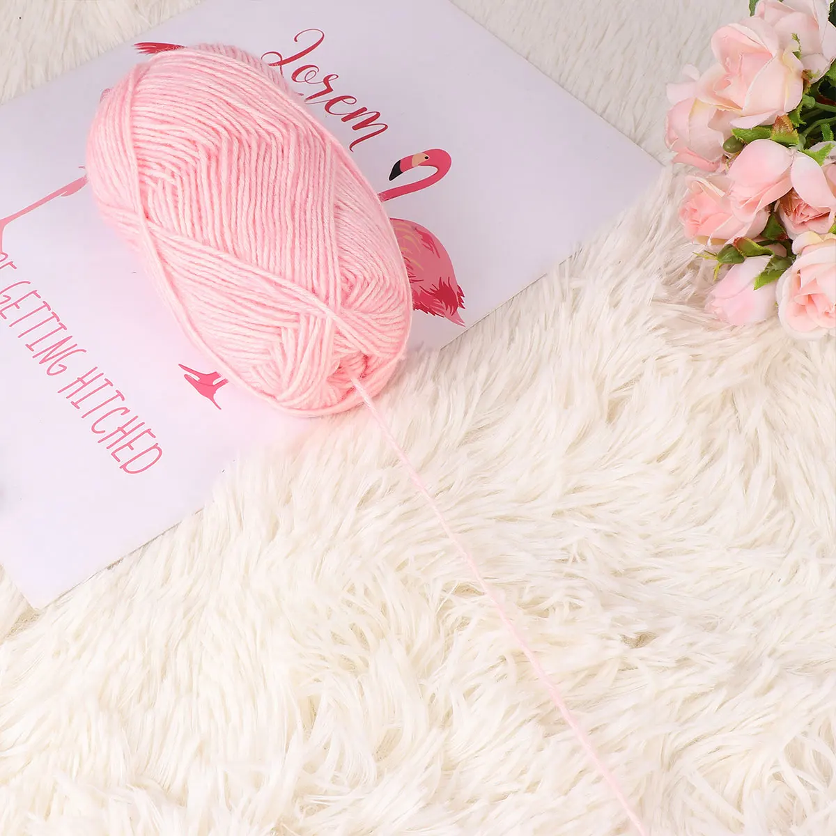 

Knitting Yarn Cotton Rope for Handmade Crafts DIY Thread Tapestry Weave Scarf Pink Baby