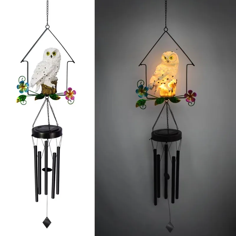 

Waterproof and Efficient Solar White Owl Wind Chime Light with Light Emitting Diode Nickel Battery