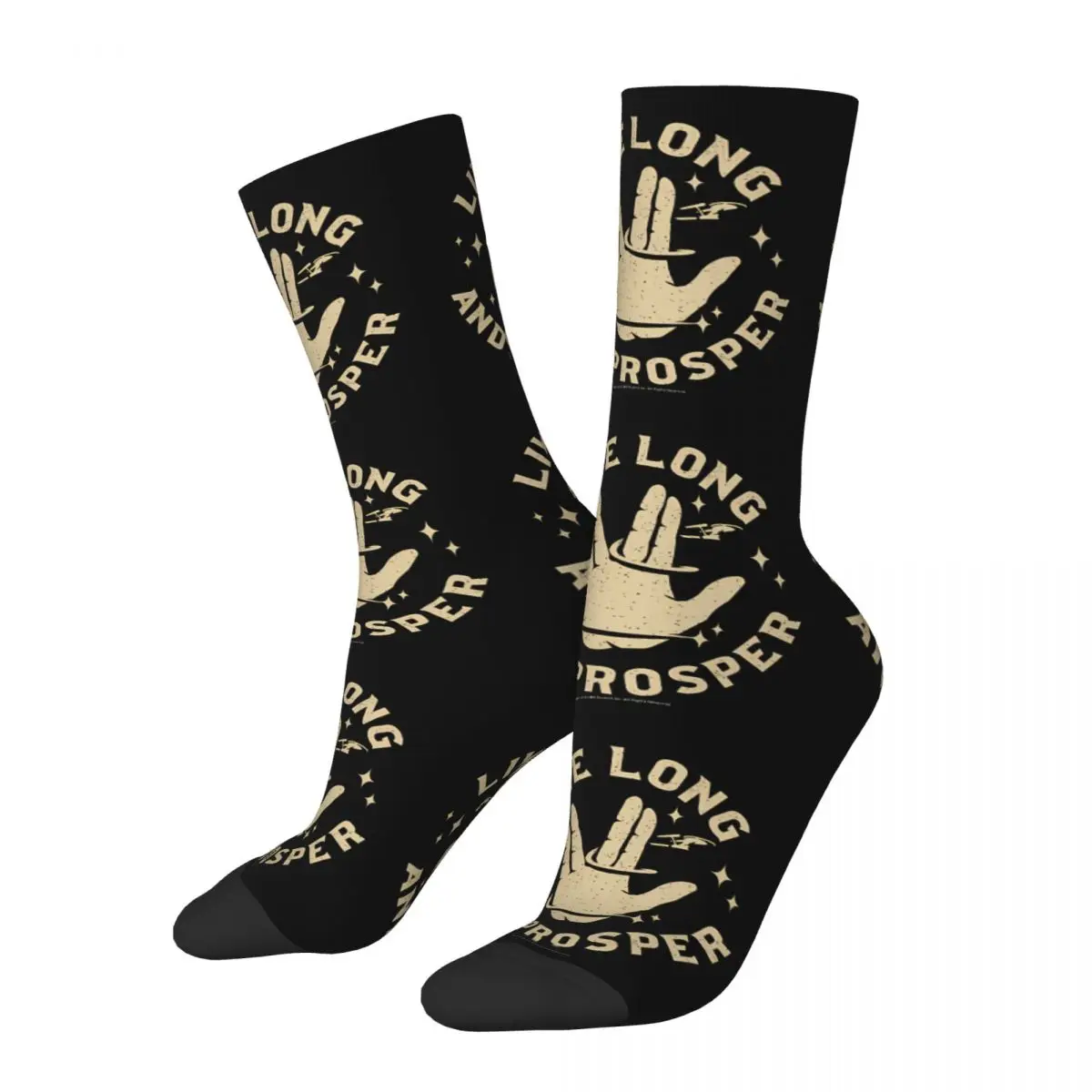 Vintage Live And Prosper Cosmic Vintage Men's Socks Starr Trrekk Unisex Street Style Seamless Printed Funny Crew Sock Gift