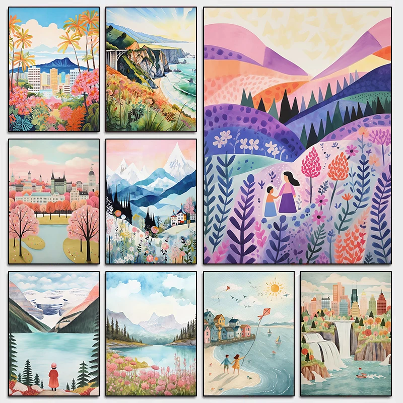 Resin Art And Deco - Акварельный постер с романтической пляжной сценой,