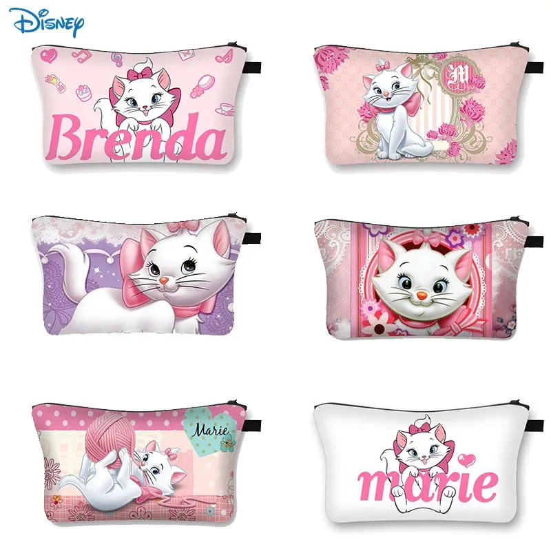 Disney Marie Cat Cosmetic Bag Cartoon Figure Marie Kawaii Large Capacity Travel Storage Bag Women\'s MakeUp Washing Bag Kids Gift