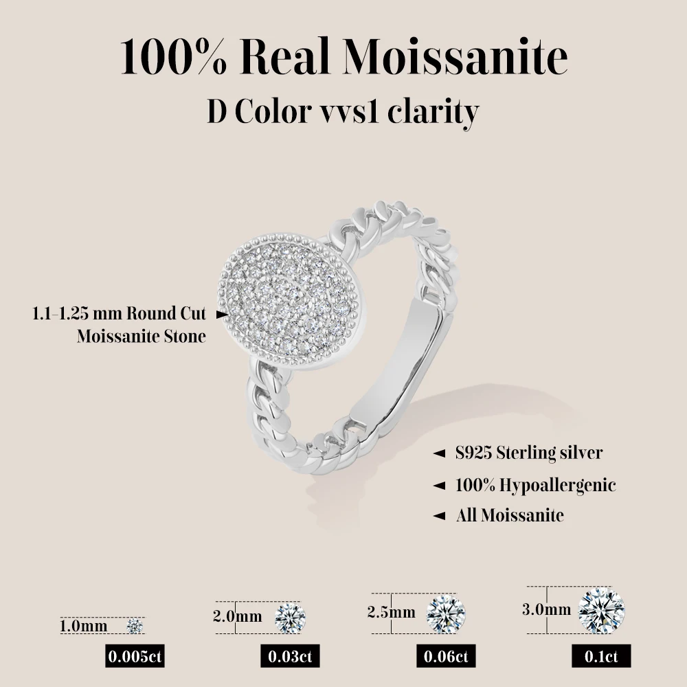 Personalized Moissanite Cuban Link Ring for Couples