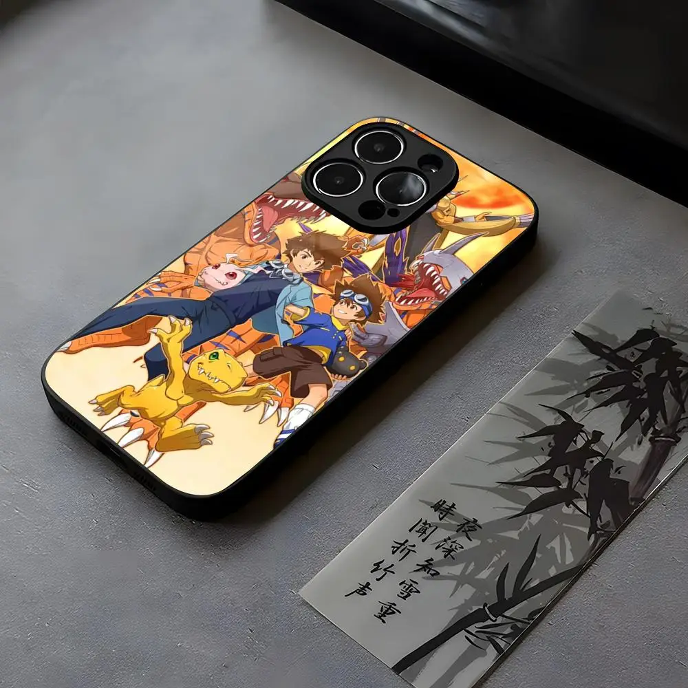 Anime Digimon Phone Case Tempered Glass For iPhone 14 15 16 13 12 11 Pro XS Max Plus Mini SE2020 Coque