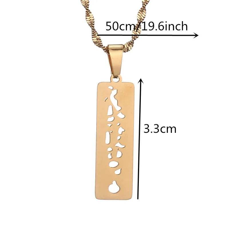 Stainless Steel Maldives Map Pendant Necklaces Maldivian Flag Symbol Jewelry