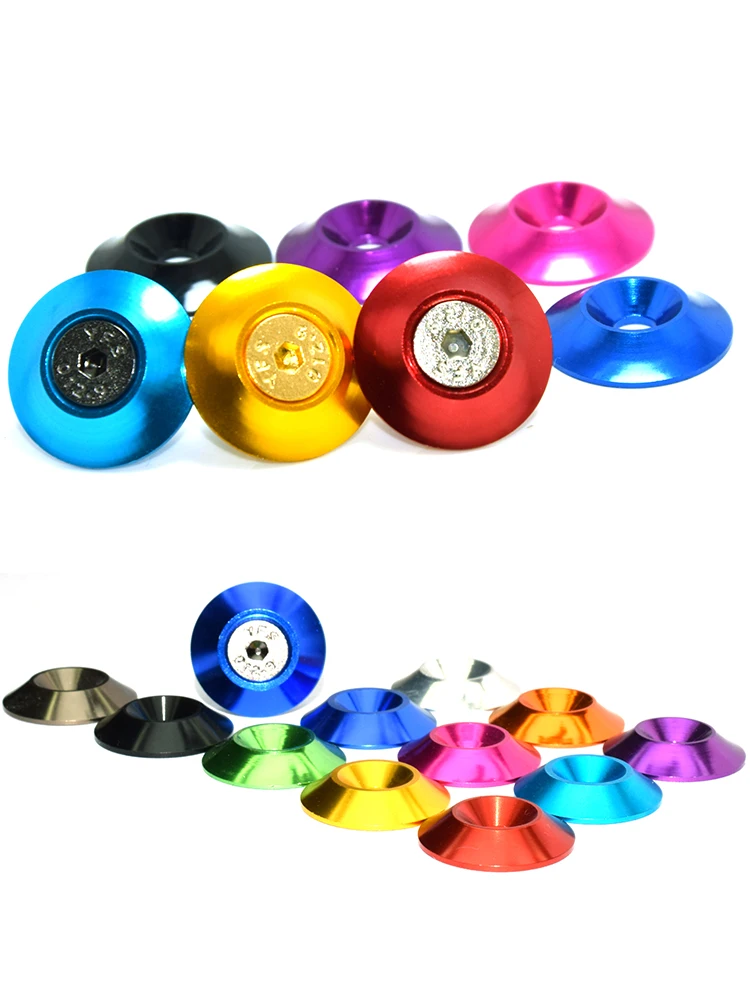 M3 M4 Lightweight Aluminum Conical Countersunk Washers Horn Gaskets RC Off-Road Truck Rear Wing Parts