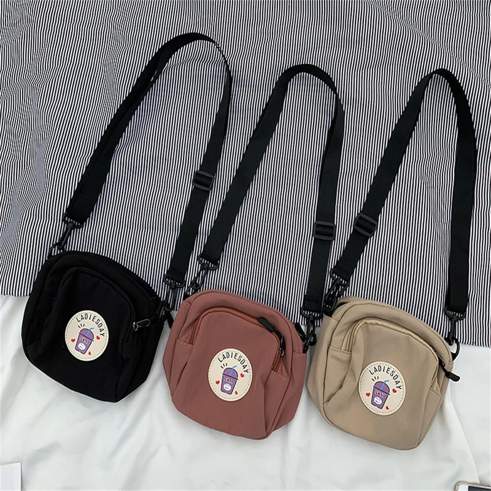 Women Single Shoulder Bag Fashion Crossbody Bag Casual Handbag Cute Student Cloth Bag Zipper Messenger Bag