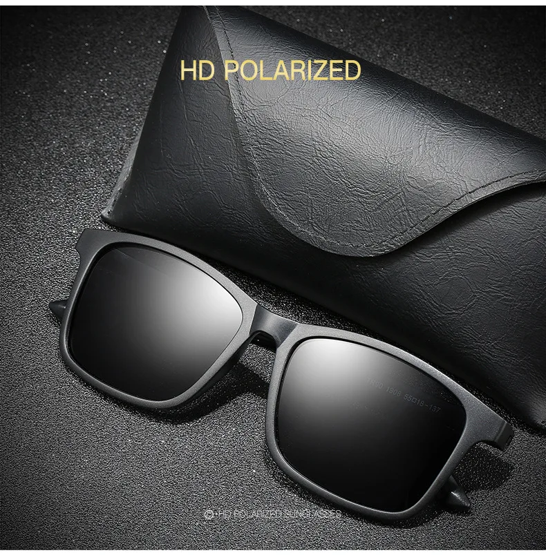 1PC Luxury Men Polarized Sunglasses Vintage Square Ultra Light TR90 Frame Driving Fishing Sun Glasses For Man UV400 Eyewear