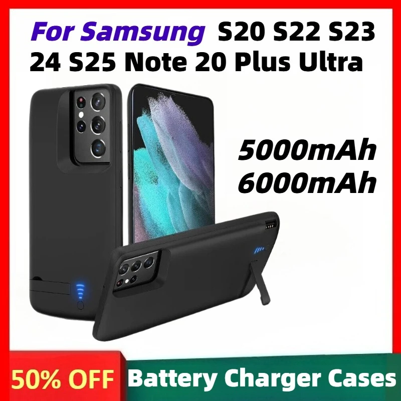 

5000mAh 6000mAh Battery Charger Case for Samsung S20 S22 S23 24 S25 Note 20 Plus Ultra Portable Power Bank Cell Phone Chargers