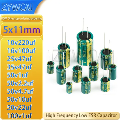 50v10uf 50v22uf 100v1uf 10v220uf 16v100uf 25v47uf 35v47uf 50v1uf 50v2.2uf 50v4.7uf 5x11 고주파 저저항 커패시터