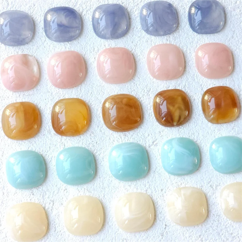 أحدث 100 قطعة/الوحدة 18 مللي متر اللون نغمتين التدرج الهندسة شكل مربع الراتنج كابوشون الخرز لتقوم بها بنفسك مجوهرات الملابس الشعر التبعي #2