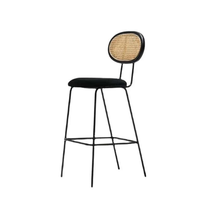 Vine Woven Backrest Bar Chair Leisure American Coffee Shop Front Desk,Minimalist Designer High Chair Sillas Furniture