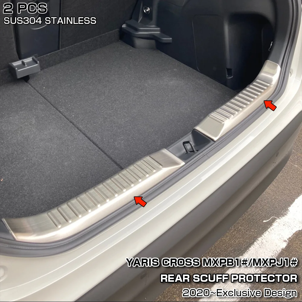 

2pcs Stainless Steel Car Accessories For TOYOTA YARIS CROSS MXPB1 MXPJ1 2020 Car Rear Scuff Protector Trim Interior Stickers