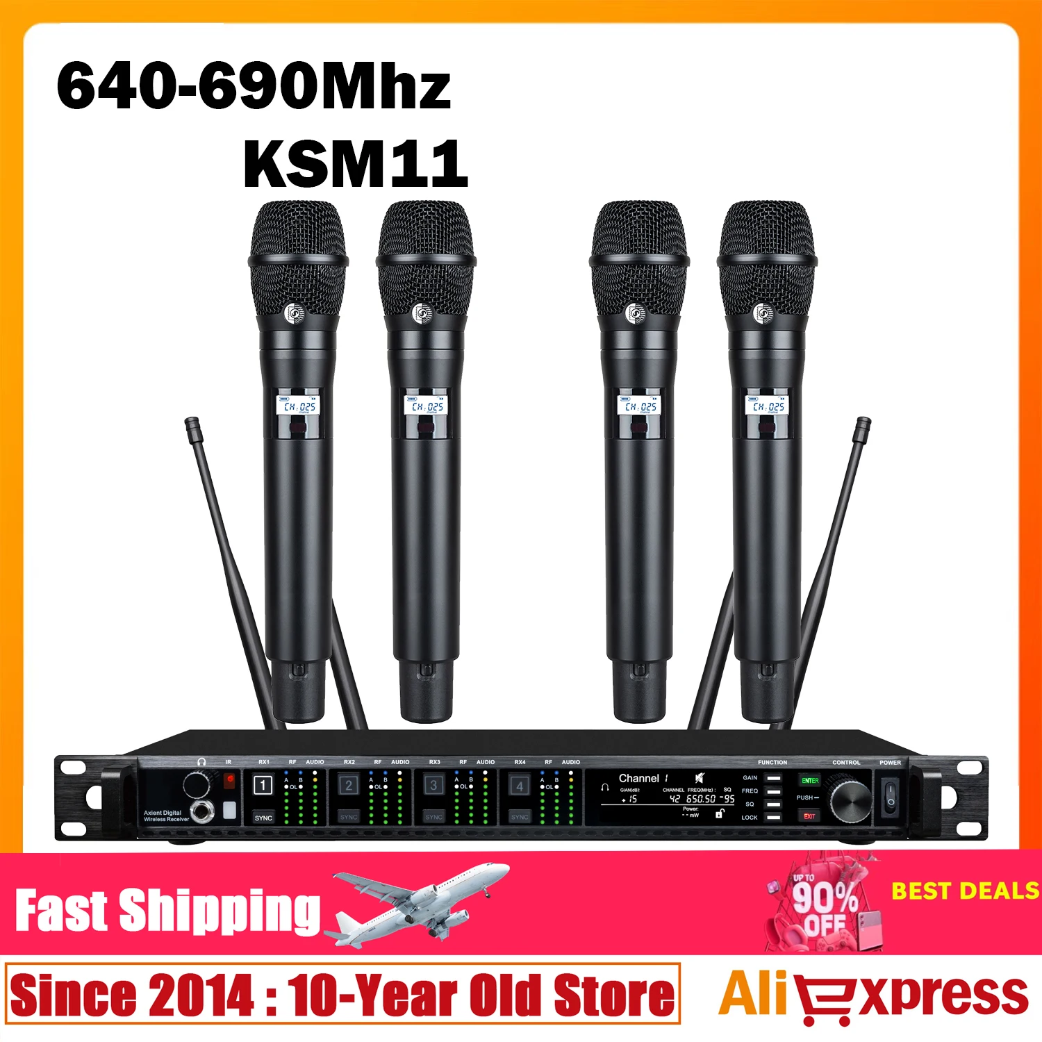 Leicozic Professioneel 4-kanaals draadloos microfoonsysteem KSM11 KSM8 Radiofrequentie Hoofddeksels Lavalier Diversiteit Microfoon voor podium