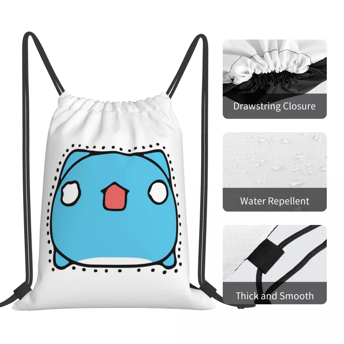 コミックキャットバグキャットバグキャットバックパックファッションポータブル巾着バッグスポーツバッグブックバッグ男性女性学生用