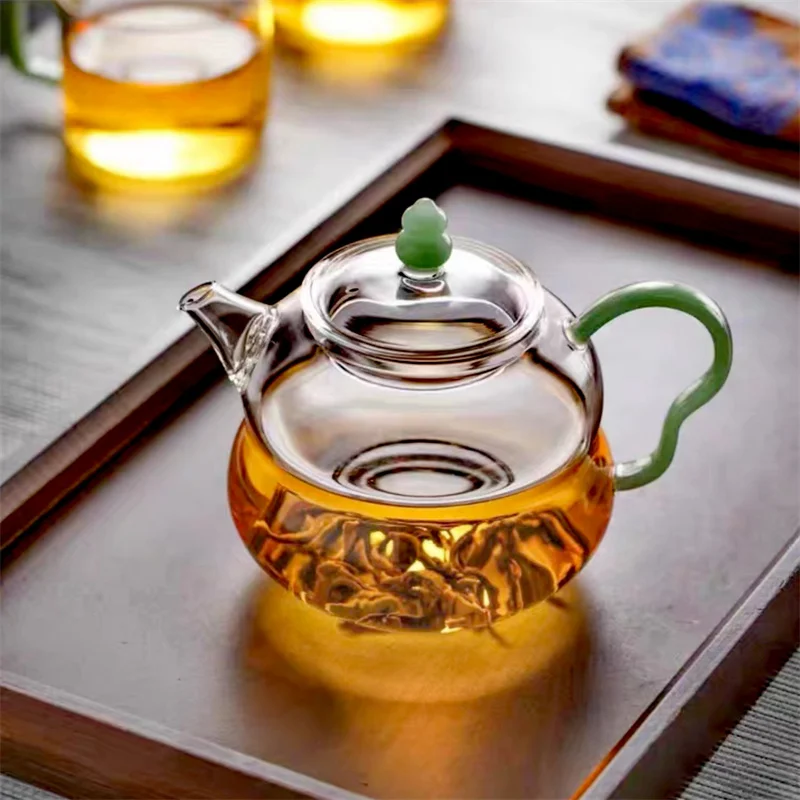 

Small Capacity 200ml Gourd Shaped Heat Resistant Glass Teapot Kungfu Tea Set Brewing Green Tea Pot Teaware