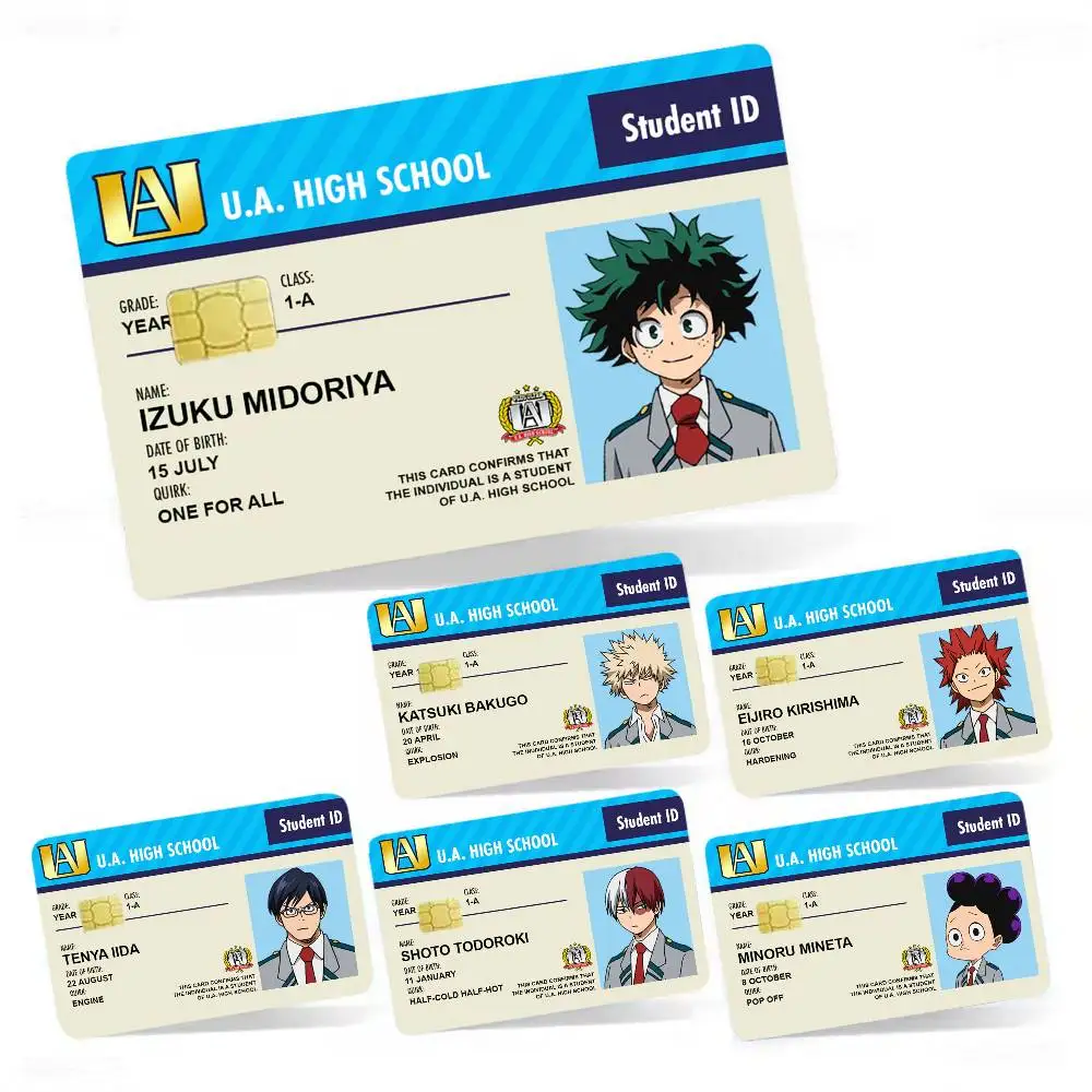 

My H-Hero A-Academia Student ID 4pcs 1Set Film Skin for Debit Credit Bank Visa Card Decal Cover