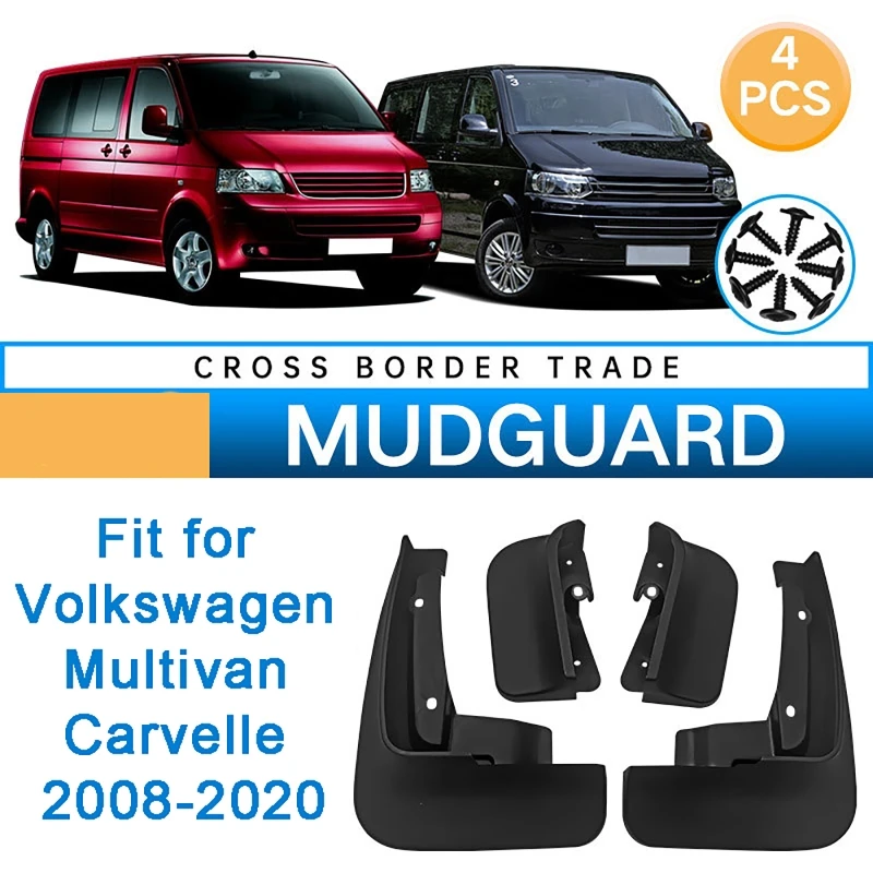 4Pcs Car Front Rear Wheel Fenders Anti-Splash Mud Flaps Mudguards For Volkswagen Multivan Carvelle T5 2008-2020