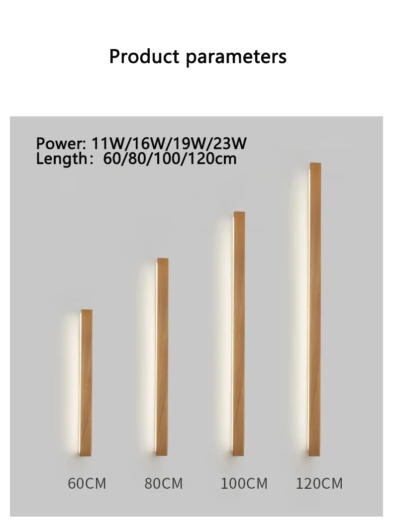 Wooden Strip Lamp Modern Simple Solid Wood Log Strip Wall Lights Living Room Decor Background LED Light Bedroom Bedside Lamps