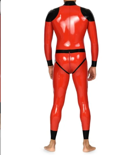 

Fetish Latex 100% Rubber Gummi Anzug Rot Suit Catsuit Ganzanzug Bodysuit Party Sexy uniform