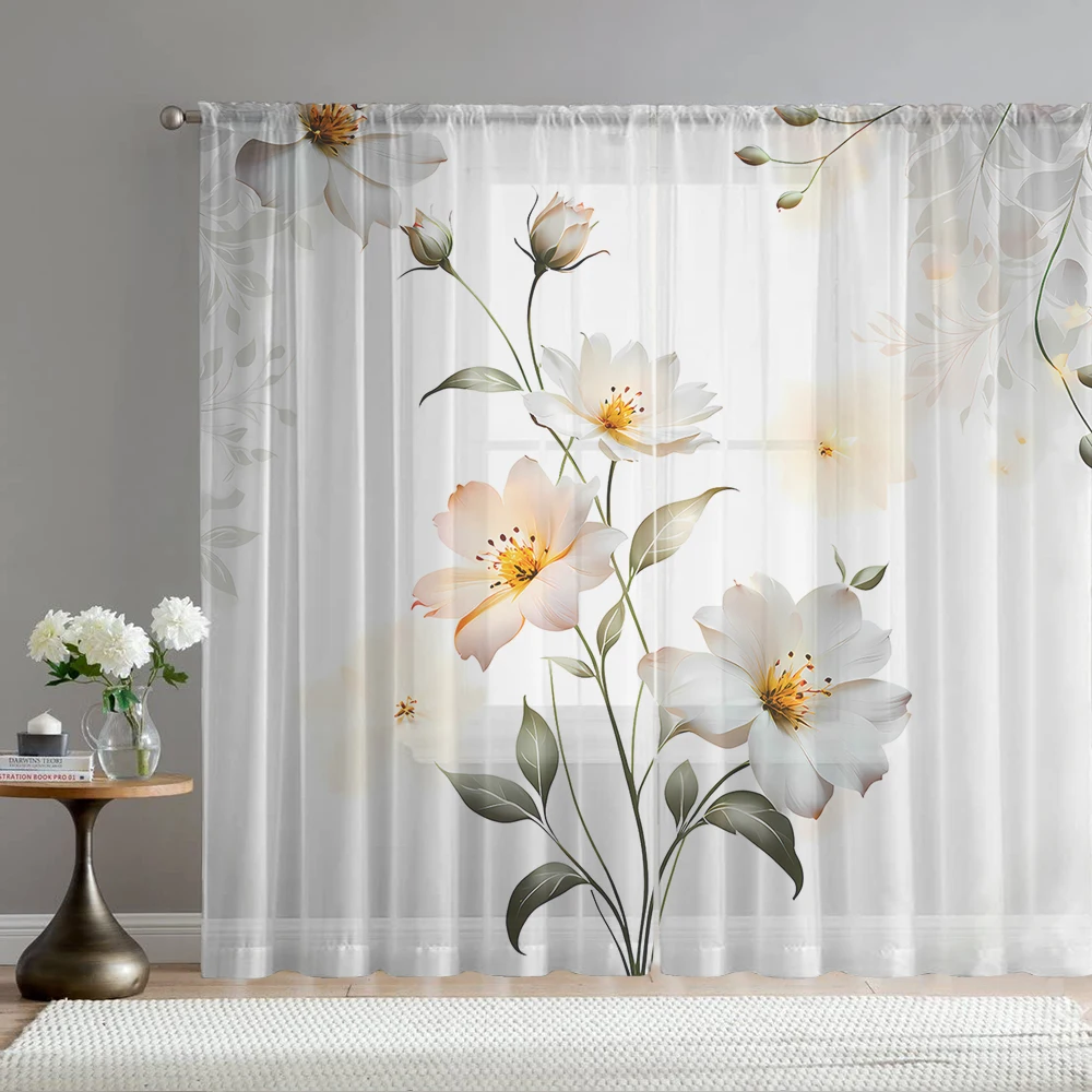 2PCS Home Decor Printed Window Screens with Handles, Watercolor Flowers, Suitable for Kitchen, Café, Living Room