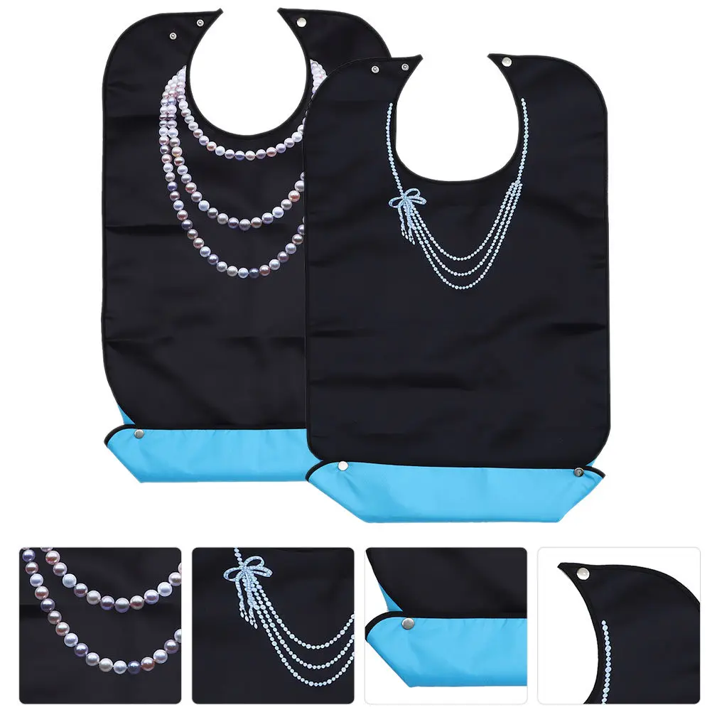 

2Pcs Senior Eating Bib Adult Bib for Elderly Parents Adjustable Snap Buckle Strap Reusable Washable Waterproof Clothes Protector