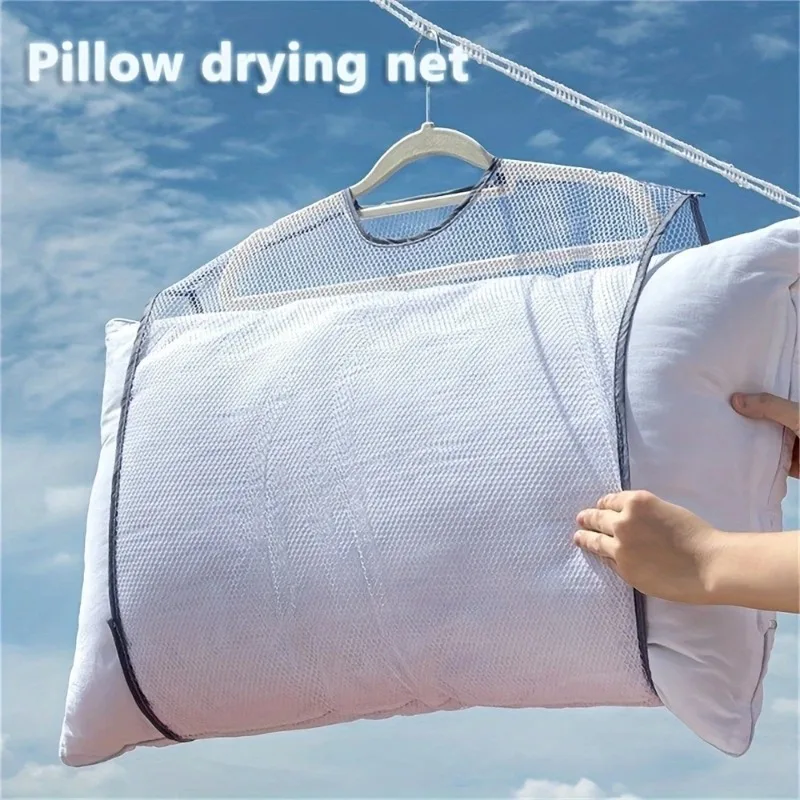

5PCS Foldable Pillow Drying Net Bag Windproof Hanging Drying Rack for Pillow Doll Toy Lazy Home Laundry Storage Organizer