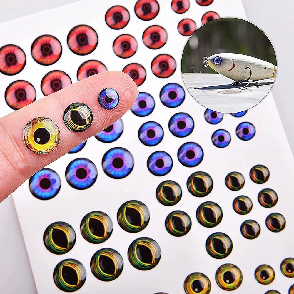 77PCS Holographic Fishing Lure Sticker With 5D Fish eyes Fish Scales Tape Luminous Sticker DIY Making Fishing Lure Accessories