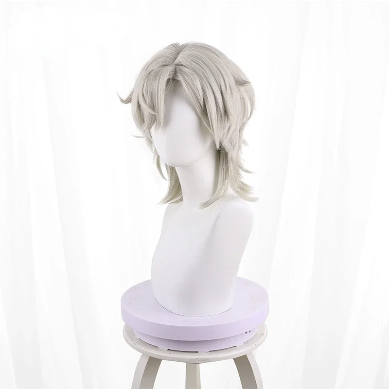 Anime Game Honkai: Star Rail Cosplay Aventurine Wig Halloween Play Party Stage High Quality Short Curly Light White Hair